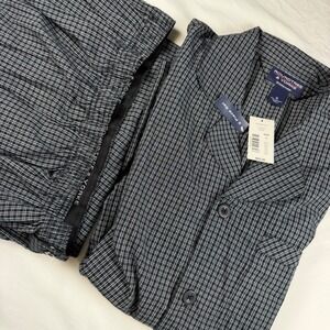 Roundtree & Yorke Mens XL Pajama Set Black White 100% Cotton 2 Piece F75JR418